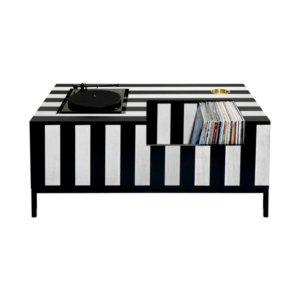 The Atocha Design No Wave Series black and white striped wood furniture collection