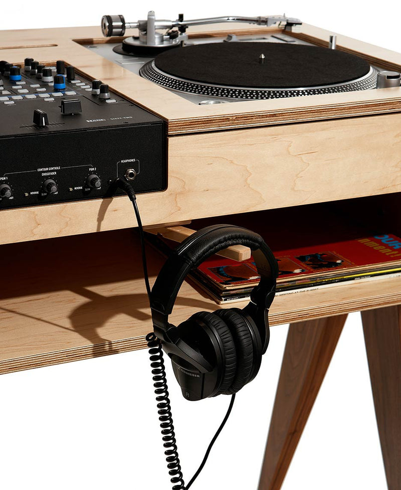 The headphone hook is right where you need it on our DJ furniture.