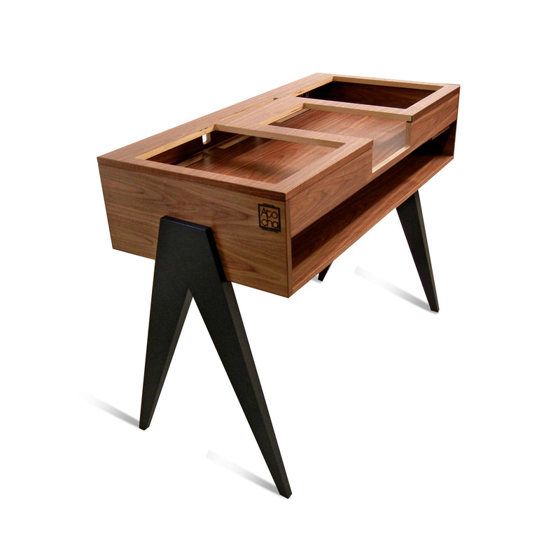 Atocha Design DJ Stand Battle Style, Walnut with ebonized Walnut legs