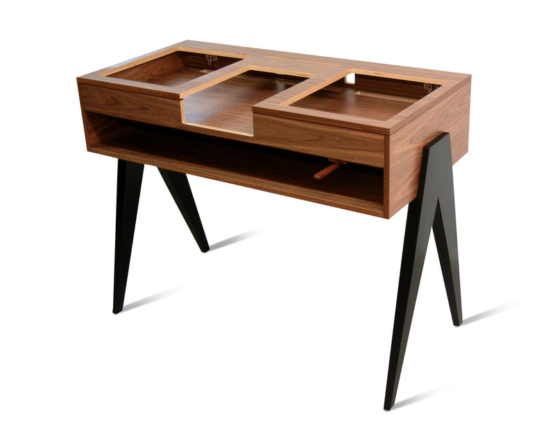 Atocha Design DJ Stand Battle Style, Walnut with ebonized Walnut legs