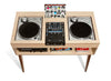 Technics and Audio-Technica (shown) decks nest inside the Atocha Design DJ Console.