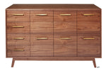 Walnut Record Cabinet with 6 LP drawers, 4 CD drawers.