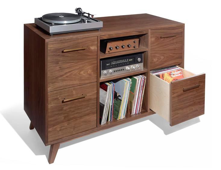 Drawers gently slide out, giving access to the very last record in the back.